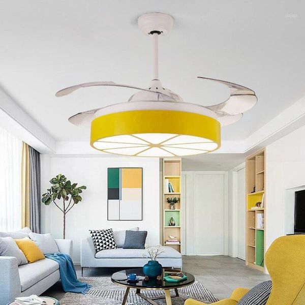 

electric fans children's room 42 inch led ceiling fan lamp with lights remote control cartoon kids suspension boys' lighting bedro