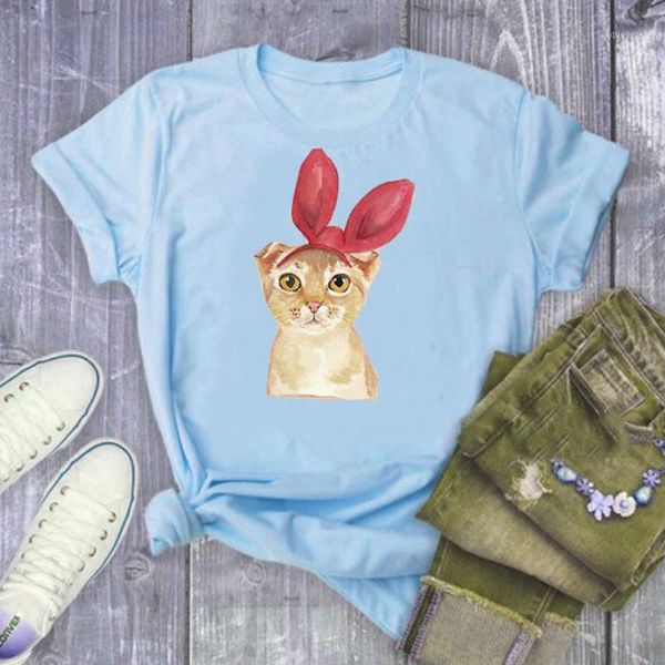 

women's t-shirt sagace women funny 2021 casual short sleeve plus size summer cat t shirt cartoon printed arrival1, White