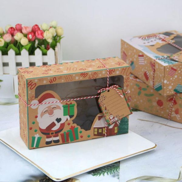 

christmas decorations 12 pcs/pack (4 in 3 colors) kraft paper box large candy pvc window biscuit gingerbread
