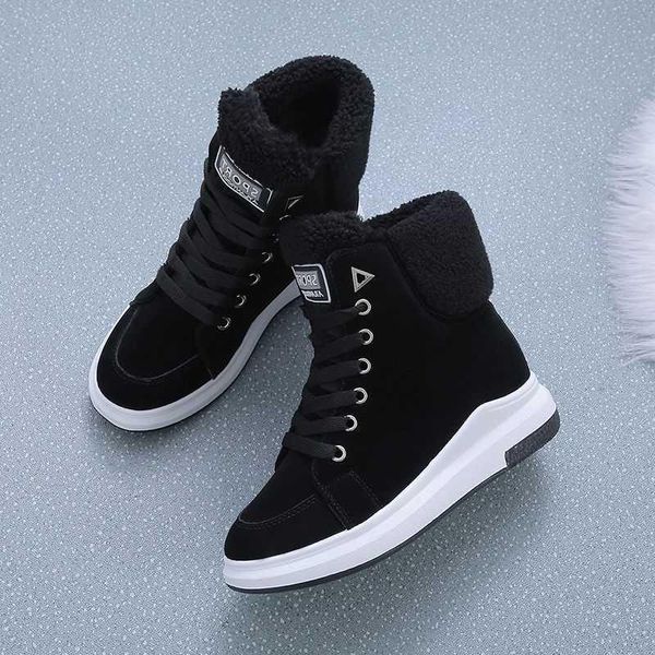 

lace-up girl snow boots women fashion ankle boots for women winter shoes platform warm casual shoes womens winter sneakers, Black