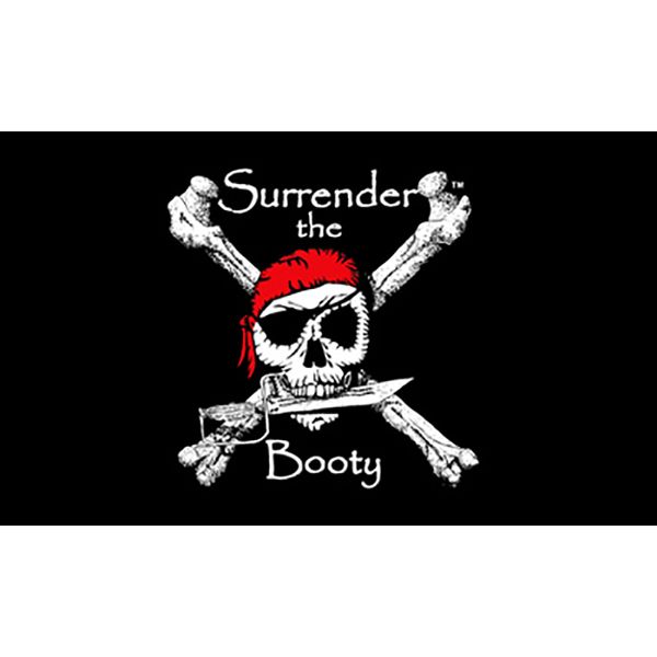 3x5 pés Surrender The Booty Flags Pirate Skull Jolly Roger preço de fábrica no atacado 90x150cm