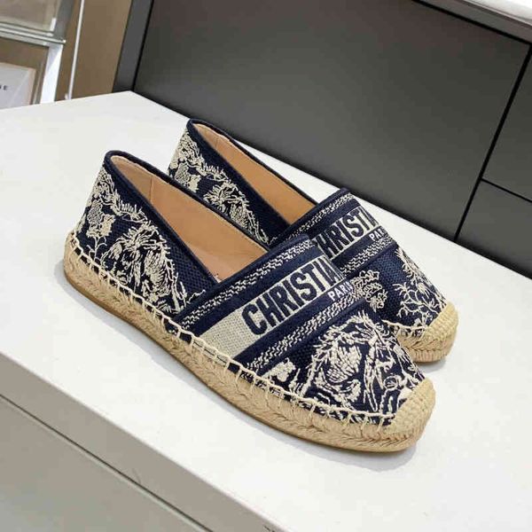 

quality granville espadrille shoes deep blue toile de jouy reverse embroidered women's luxury designers brands espadrilles flats shoe, Black