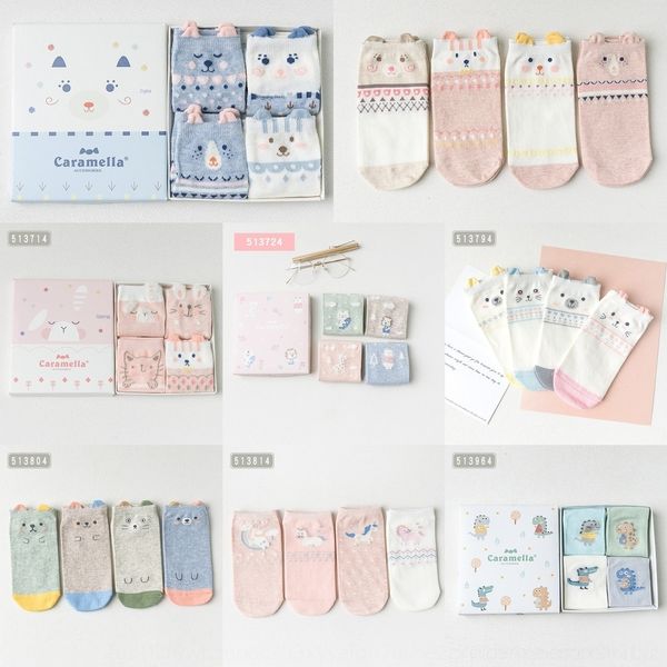 

ontcr caramella spring boat and new cotton summer pairs pure cotton boat socks 4 women's of box 3d cartoon women's socks gr4qj, Black