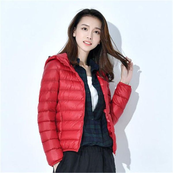 

lightweight hooded jacket designer female long sleeve short down jackets ladies solid color down jacket spring fashion thick warm slim, Black