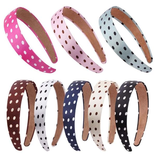 

hair accessories 6pcs 3cm width satin polka dot covered headband flower bands for women children diy craft head hoop party supply