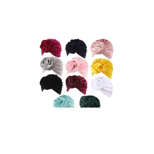 

newborn baby velvet turban hat boys girls knot head wraps toddler kids soft stretch warm beanie cap hat children h qylhsl, Yellow