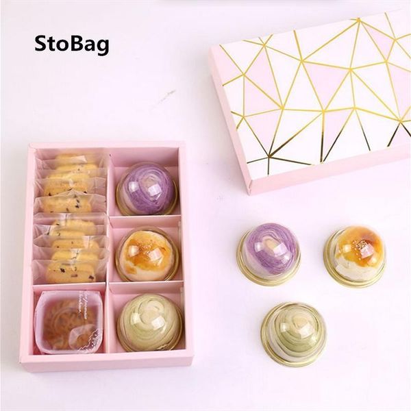 

stobag 10pcs pink 6-pack gilt snow-mellow yolk cake box handmade cookies candy gift box for wedding birthday diy handmade1
