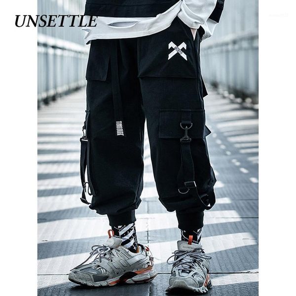 

men's pants unsettle 2021ss japanese male black joggers mens hip hop pockets ankel cargo men streetwear casual overalls1