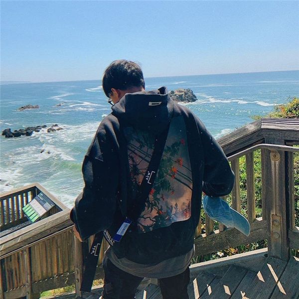 

x7xm mens autumn winter hoodie sweater hop knitted color fashion solid hip sweatshirt male hooded streetwear hoodie, Black