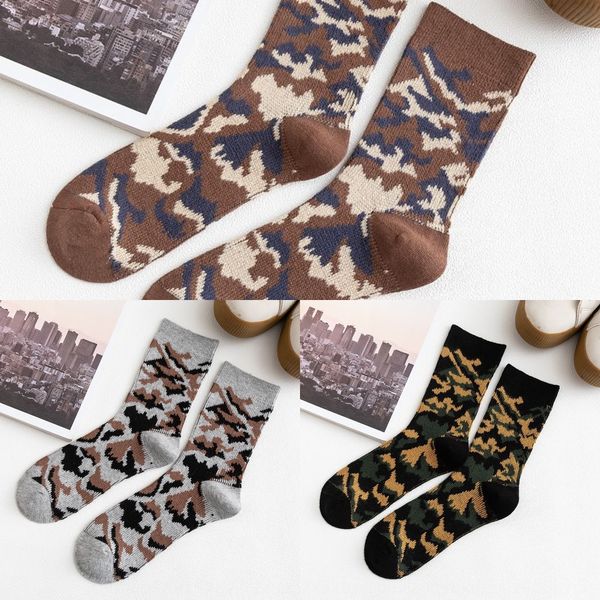 

new cotton and in autumn and winter 2020 double way camouflage men's cotton socks fashionable fashionable men's socks kctc5, Black