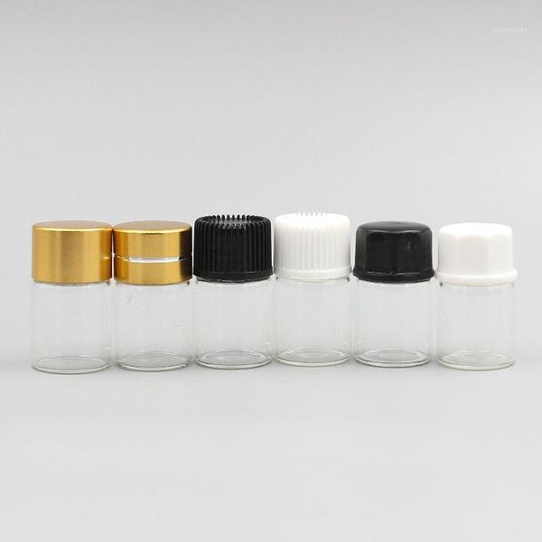 

packing bottles 2ml clear glass bottle black/white/gold lid for sample test essential oil vial skin care cosmetic packing1