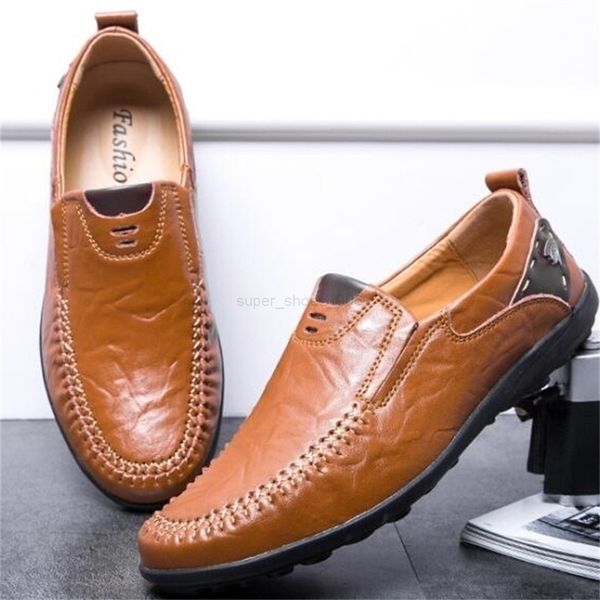 

men loafers fashion men casual leather shoes breathable men boat shoes 003, Black