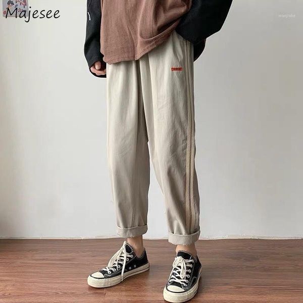 

casual pants men summer loose straight trousers patchwork ankle-length breathable mens large size 3xl chic korean style ulzzang1, Black
