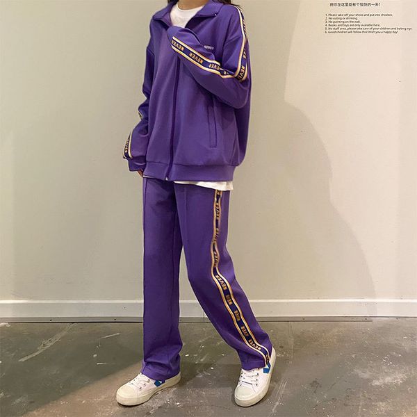 

2021 New 3 colours ml Autumn sets sweatpants top + long pants female clothes training set (x1596 2F3L, Gray