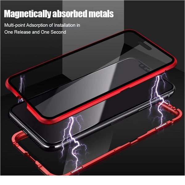 

magnetic privacy glass metal case for iphone 11 pro xs max x xr 360 anti-spy magnet case for iphon bbyjbn