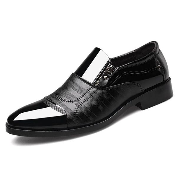 

dress shoes spring fashion oxford business men genuine leather soft casual breathable men's flats zip, Black