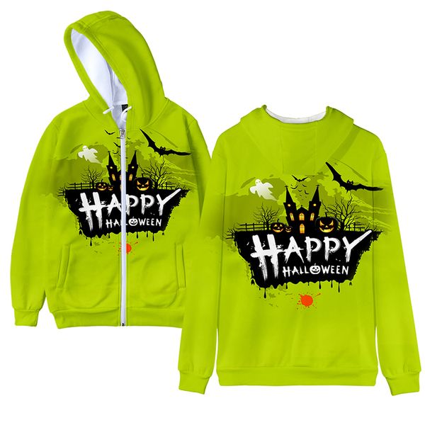 

happy hooded sweatshirts oversized funny kid's halloween clothing 3d cute hoody men women zipper hoodies jackets long sleeve, Black