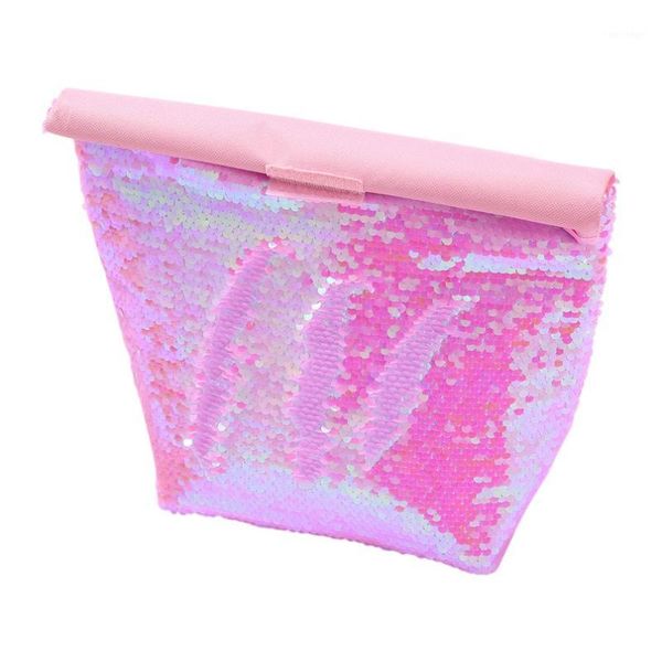 

hanging baskets sequins insulated lunchbox portable thermal lunch dinner bag reusable tote picnic storage outdoor pouch handbag1