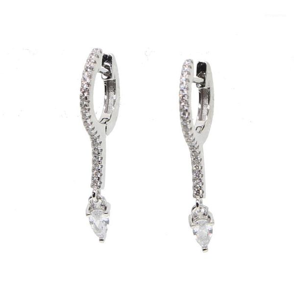 

new arrival tear drop cz earrings for women silver color brass zirconia bar dangle earring with micro pave cubic zircon1