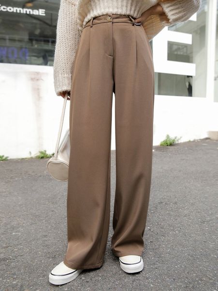 

dazy slant pocket fold pleated pants j0na#, Black;white