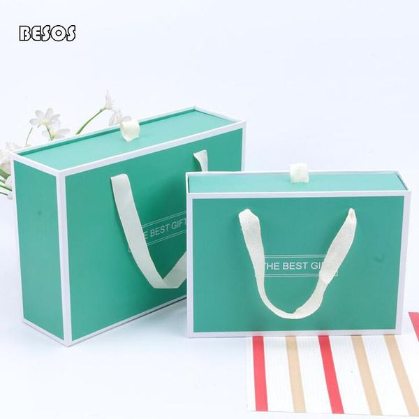 

pure fresh simple lake green wedding birthday party candy bra belt wallet drawer type wholesale rectangular cardboard gift box