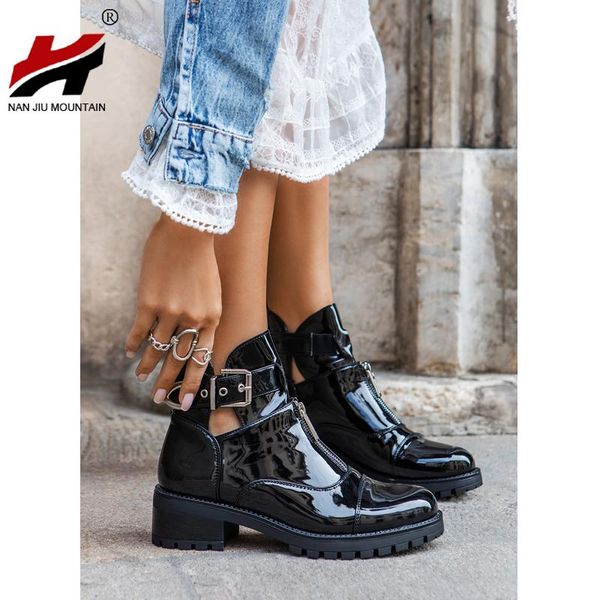 

nan jiu mountain women boots black ankle boots low heel spring autumn flat simple shoes comfortable women shoes