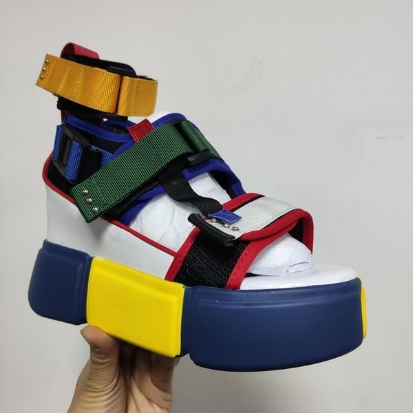 

swonco platform women summer female casual shoes wedge high heel chunky sandals for woman size  41 y200405, Black