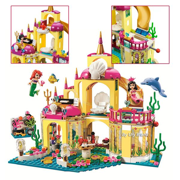 

fit friends series 41063 princess undersea palace the mermaid castle set diy model building blocks toys for children girls gift 1008
