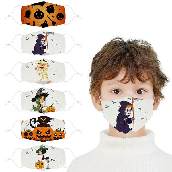 

halloween pumpkin 3d printed kids designer face mask adjustable protective mask dust and haze breathable fashion face masks