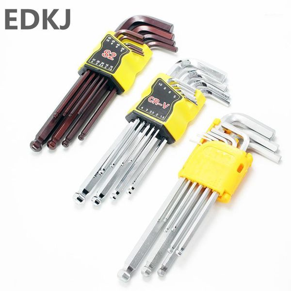 

9pcs carbon steel two ended screwdriver ball head hex wrench hexagonal crv metric l wrench set flat head ball tool1