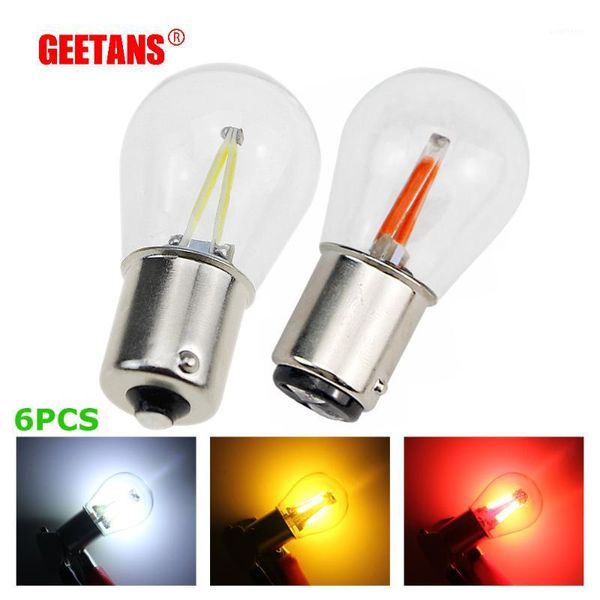 

1156 p21w ba15s filament chip car led light 1157 auto vehicle reverse turning lamp drl white red yellow 12v new arrive 6x led ce1