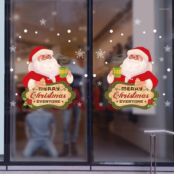 

cartoon santa claus snow wall stickers new year festival decorative merry christmas for livingroom showcase wall decal stickers1