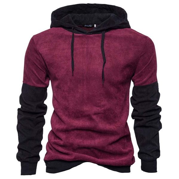 

autumn men's hoodies casual contrast color sleeve brand string hip hop hoody hooded sweatshirt fashion male fit streetwear, Black