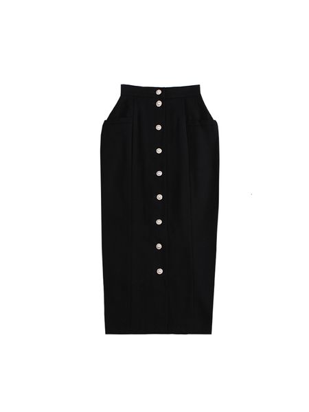 

2021 new vintage palais origonal summer elegant black high waist long skirt all-match mid-calf pencil women's skirts q4t0