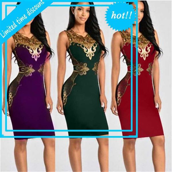

chsdcsi summer flower print potlood women mouwlless vestidos party bodycon new work clothing midi dress, Black