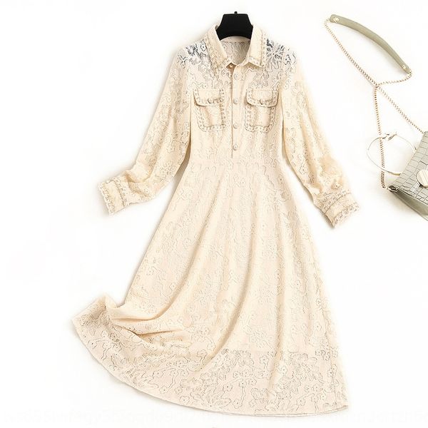 

onlyquality женщин платья dressaline dresslace платье 2020 в начале осени стиля выдолбленные однобортный a-линия юбки 15206 c6wq3, Black;gray