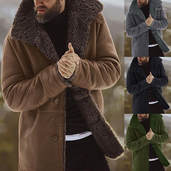 

men's trench coats men's solid coat winter thicken warm jacket vintage outwear windproof chamarra hombre fleece veste homme men pa, Tan;black