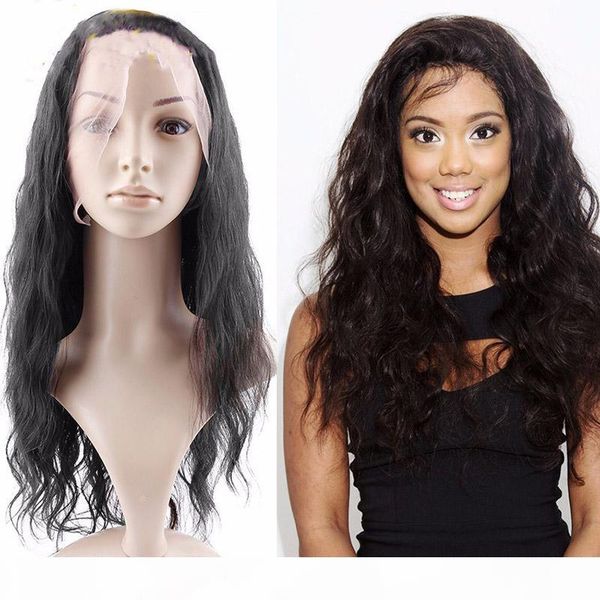 

красота 100% бразильские человеческие волосы 360 lace фронтальных париков с ребенком волосом natural wave pre щипкового фронтом шнурка для ч, Black;brown