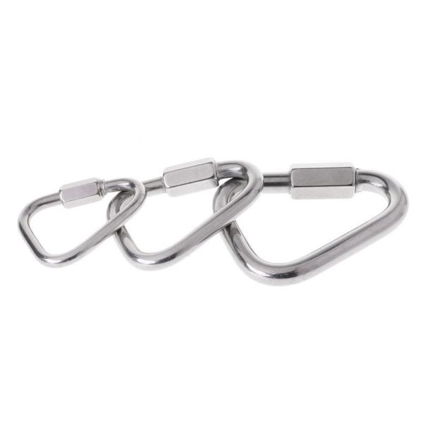 

304 stainless steel screw lock triangle carabiner climbing gear safety snap hook 304 s qylkkb