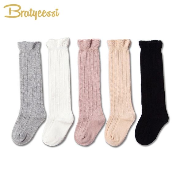 

new princess baby socks for girls lace cotton knee length high infantil newborn girl socks 1 pair y201009, Pink;yellow