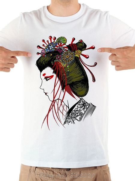 

retro geisha face of adorable japanese girl harajuku tshirt summer new white short sleeve casual tees hooded sweatshirt hoodie men t shirt