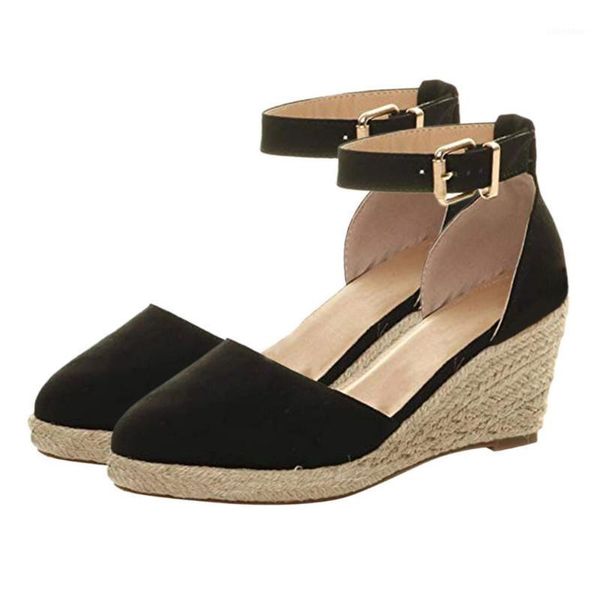 

womail new fashion women summer ankle strap sandals ladie women breathable sandals wedges summer weaving breathable shoes1, Black