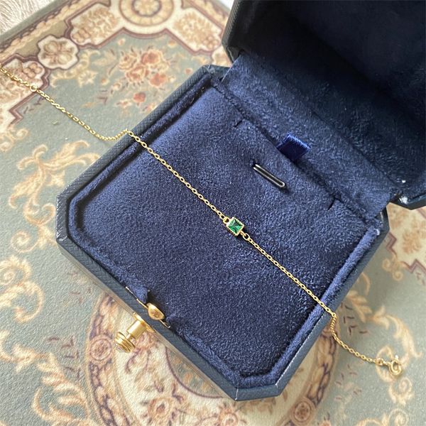 

японский lightbracelet s925 sterling silver emerald браслет квадратный циркон для женщин с простой и изысканной личности nq5ek, Golden;silver