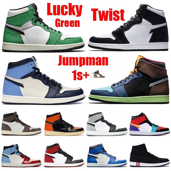 

new 1 1s basketball shoes jumpman og high twist lucky green bio hack reflective white royal chicago toe obsidian unc patent running sneakers