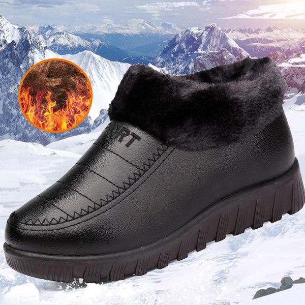 

snow boots women's boots non-slip women winter fur warm ankle for women ladies shoes mother shoes botas mujer, Black