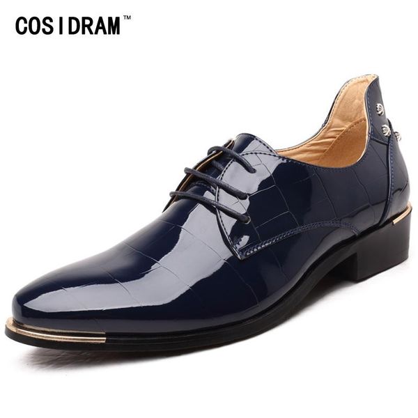 

cosidram men formal shoes pointed toe patent leather oxford shoes for men dress wedding 2020 plus size 45 46 47 48 brm-892, Black