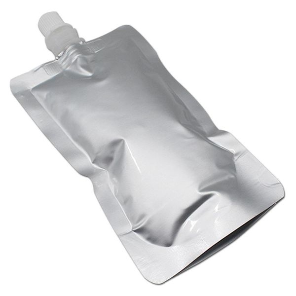 

wholesale 3 design silver white transparent spout pouch beverage packaging stand up plastic aluminum foil juice drink liquid bag h bbywrw