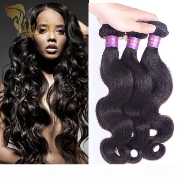 

zikria body wave indian peruvian brazilian malaysian 3 pcs human hair wefts double weft human hair wefts body wave weaving hair extensions, Black