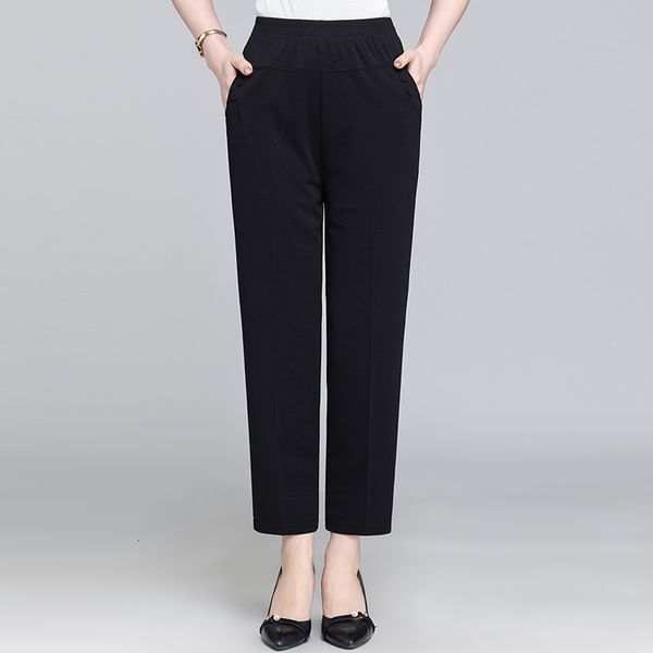 

2020 summer loose casual solid color straight for women high waist ankle-length pants plus size 4xl trousers 1020, Black;white