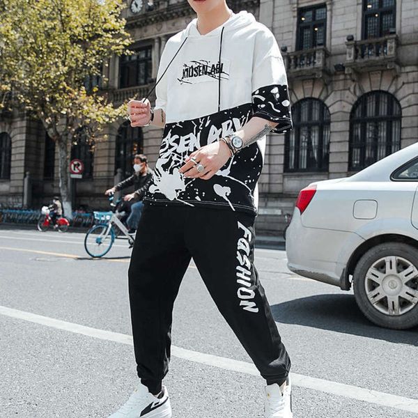 

sleeve clothes2020 short summer men's new suit korean fashion casual sportswear two piece t-shirt for men, Gray